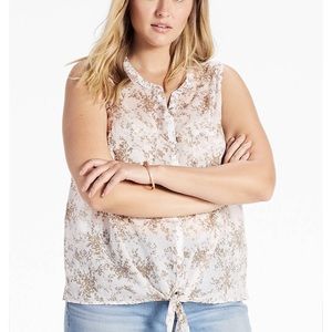 Lucky Brand sheer sleeveless floral blouse size 1x